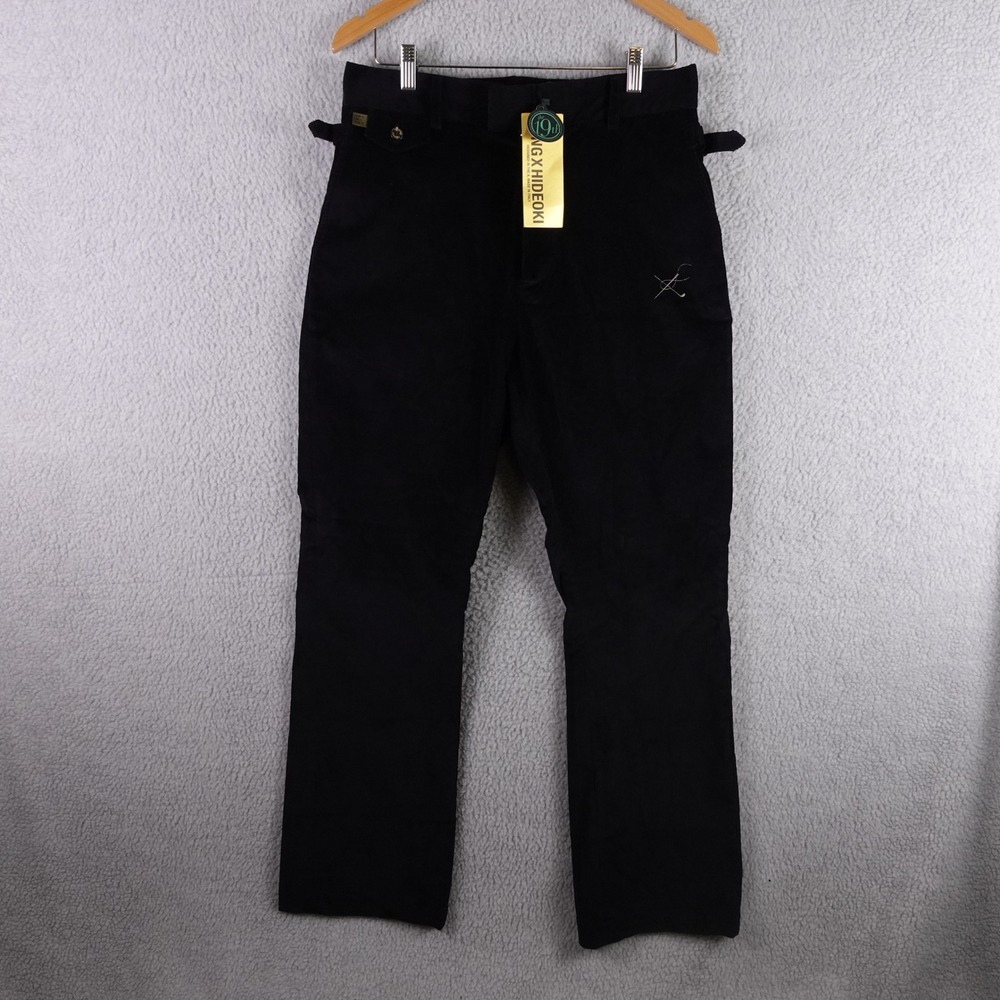 PING x HIDEOKI Mens Black Corduroy Golf Trousers Made Italy PXHF23TRPCRB Size S